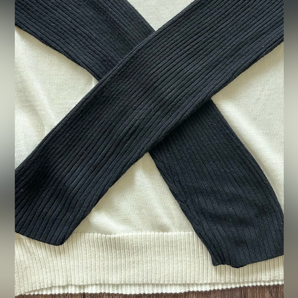 Rag & Bone Colorblock Lightweight Sweater in Cream/Black. Size S - Picture 5 of 13